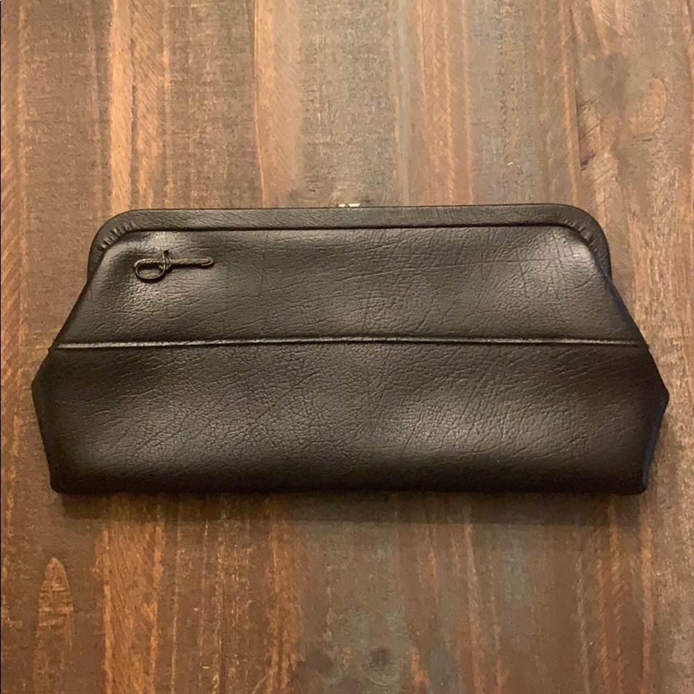 Black Leather Snap Clutch